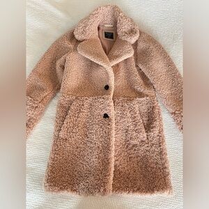 Abercrombie & Fitch Mauve Mixed Fabric Teddy Coat - XS